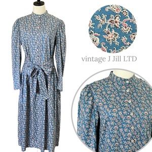 vintage 70s ditsy floral prairie dress J Jill size M/L